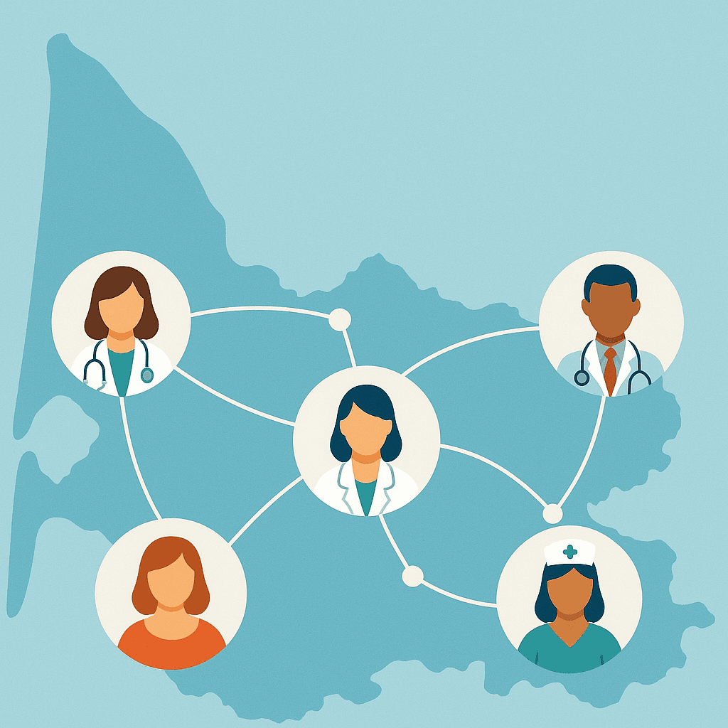 Illustration du réseau de professionnels de santé sur le territoire